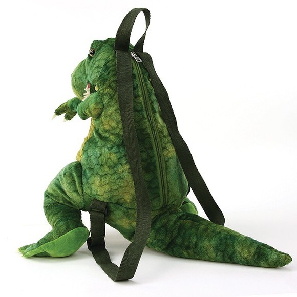 Restocked! Kids Gift Green Dinosaur Plush T-Rex Back Pack - Picture 3 of 4